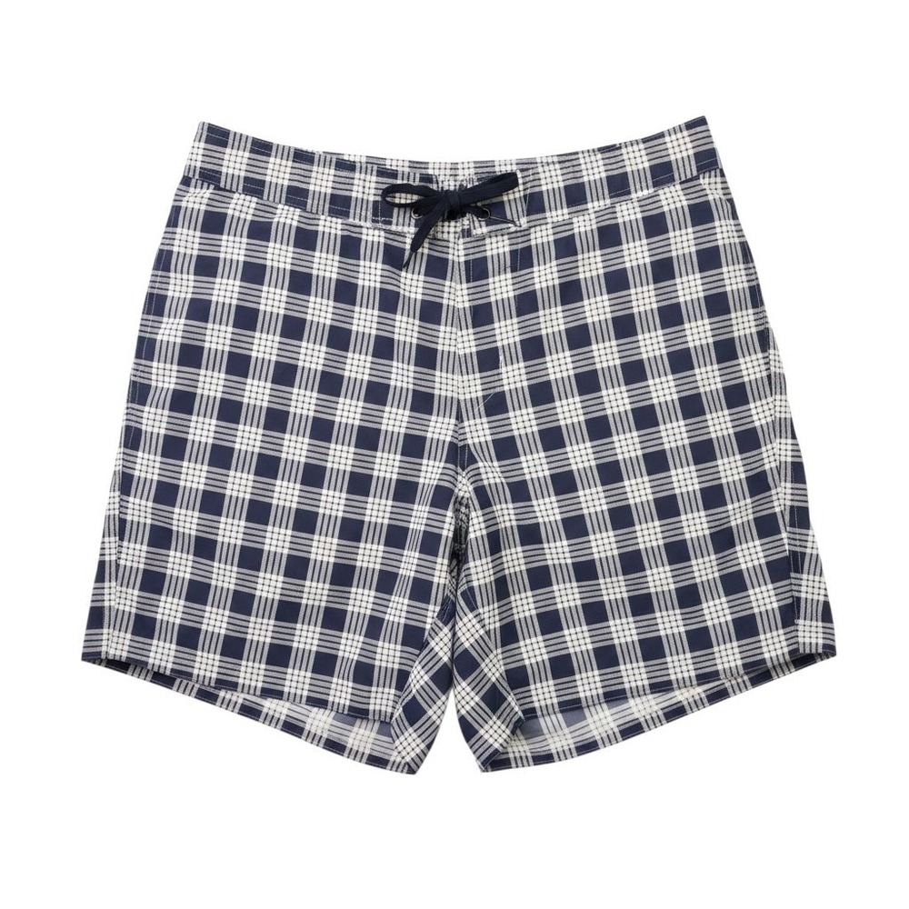 Patagonia Minimalist Wavefarer Board Shorts Men 36 Blue Plaid Swim Trunks Beach